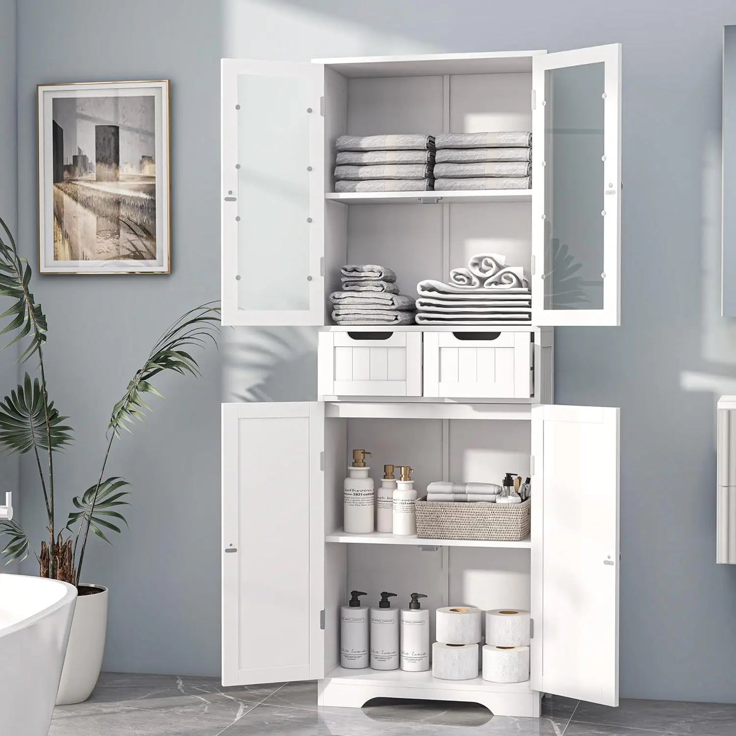 67" Tall Bathroom Storage Cabinet