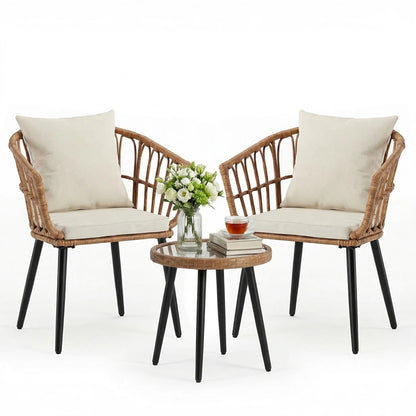 JHK 3 Pieces Wicker Patio Outdoor Chairs and Table
