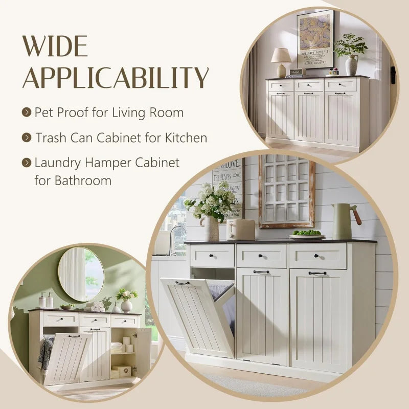 20Gal Farmhouse Trash Can & Laundry Hamper Cabinet