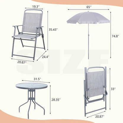 6 Pieces Folding Patio Dining Set