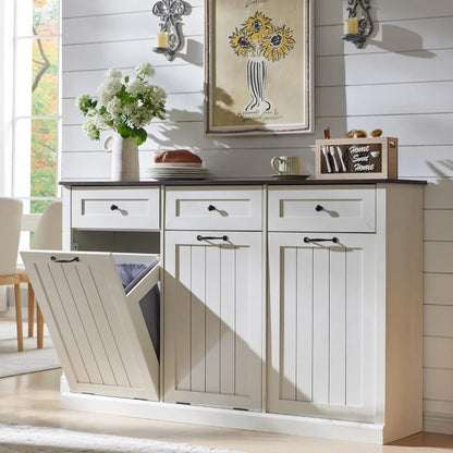 20Gal Farmhouse Trash Can & Laundry Hamper Cabinet