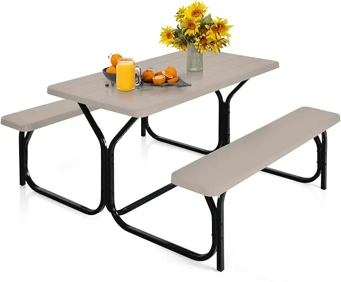 Picnic Resin Dining Table & 2 Benches Set