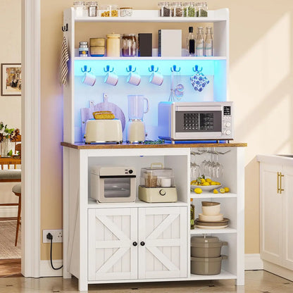 Bakers Rack with Power Outlet and Storage