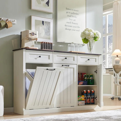 20Gal Farmhouse Trash Can & Laundry Hamper Cabinet