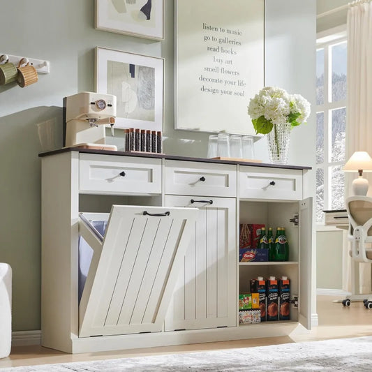 20Gal Farmhouse Trash Can & Laundry Hamper Cabinet