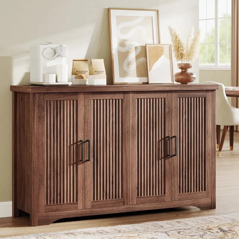 Fluted Buffet Cabinet with Storage Accent Sideboard