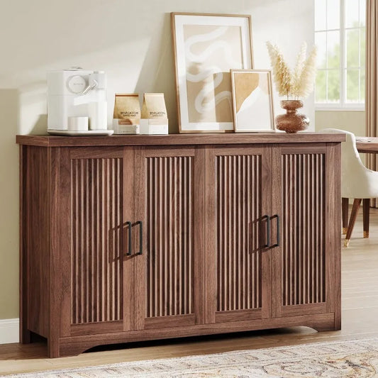 Fluted Buffet Cabinet with Storage Accent Sideboard