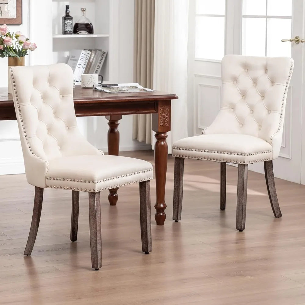 Velvet Button -Tufted Wing Back Chairs