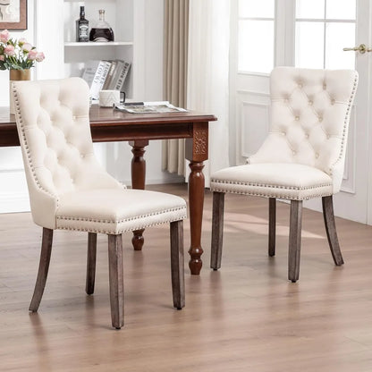 Velvet Button -Tufted Wing Back Chairs