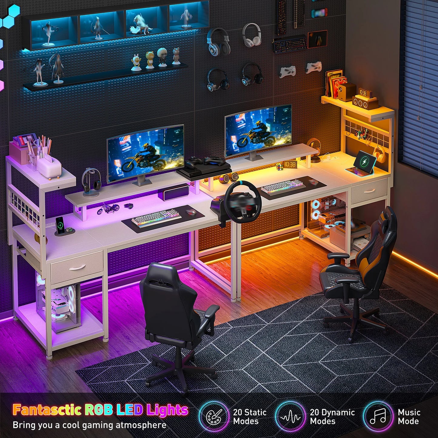 40"Gaming Computer Desk with Power Outlets
