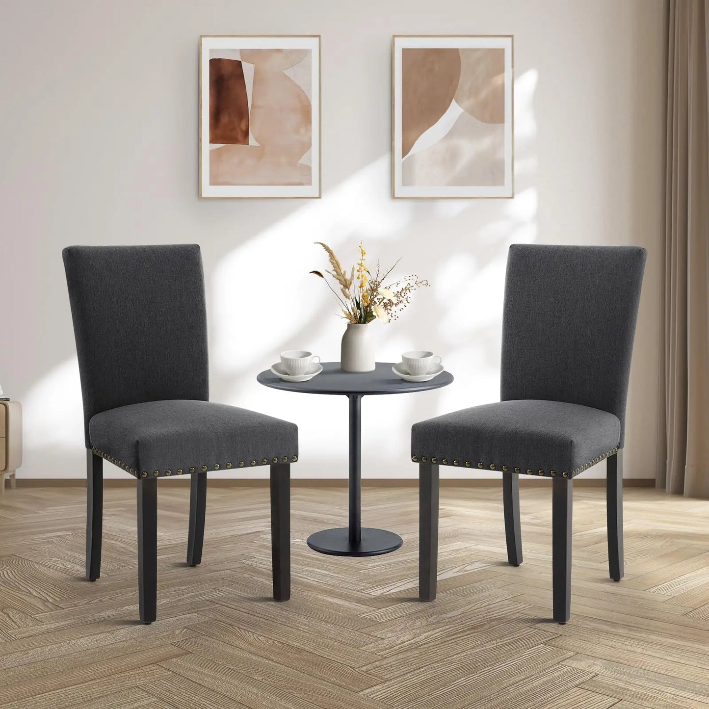 Set of 2 Upholstered Parsons Diner Room Chairs