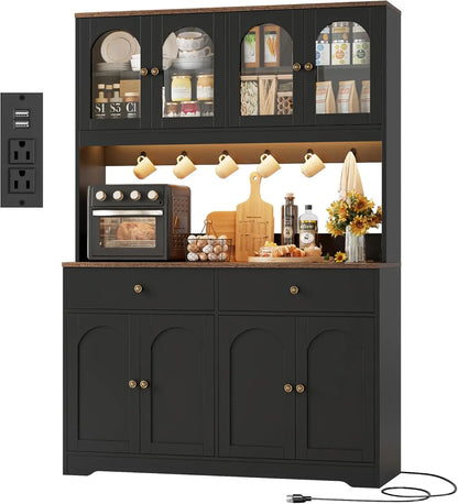 Kitchen Pantry Cabinet with Power Outlet