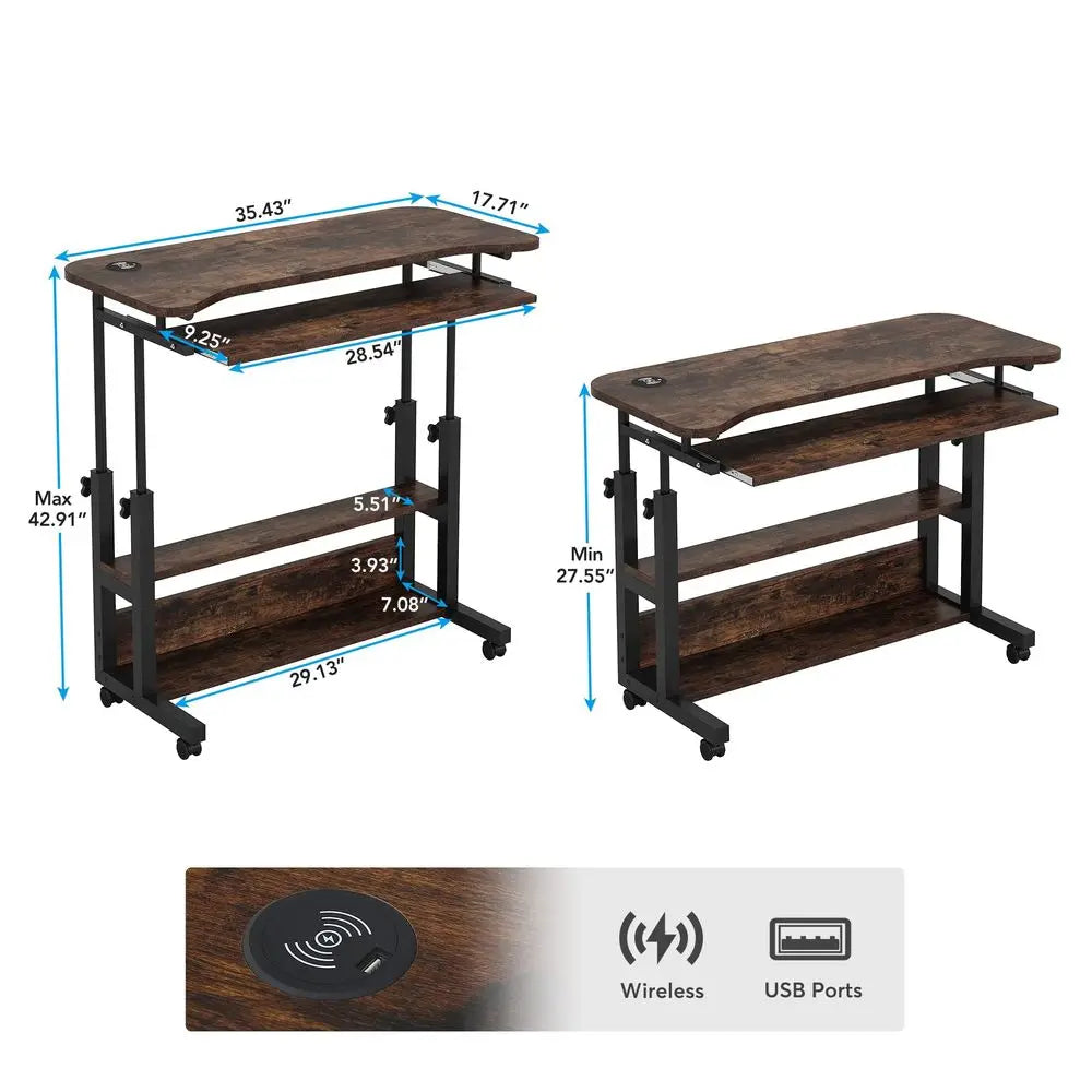 Desk with Power Outlets, Height Adjustable