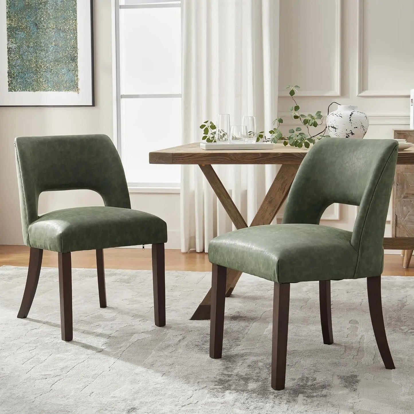 2 Faux Leather Upholstered Dining Room Chairs