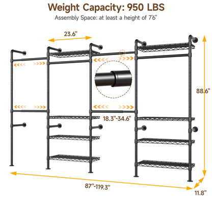 L4 Wall Mounted Industrial Pipe Clothes Rack