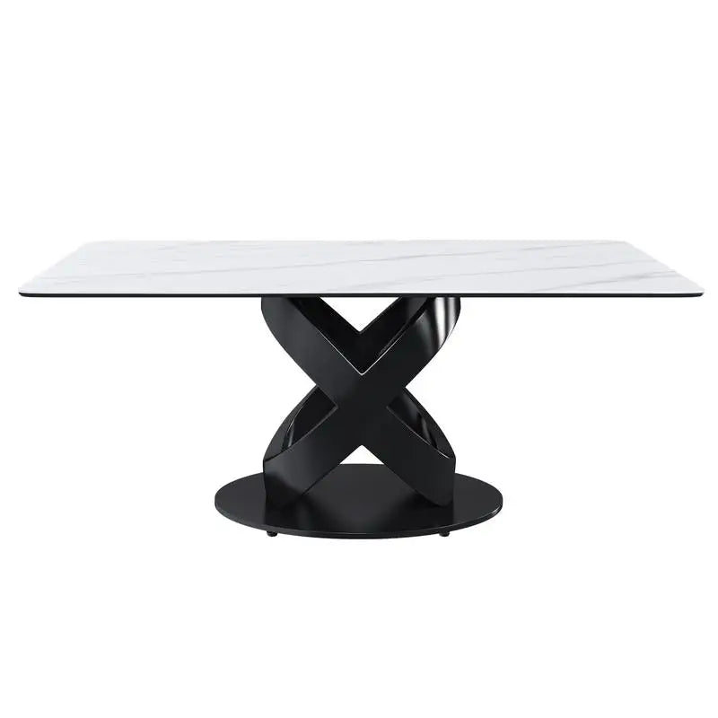 Dining Table with Stone Top and Steel Base