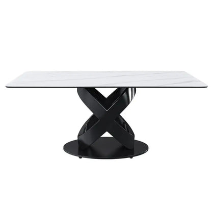 Dining Table with Stone Top and Steel Base