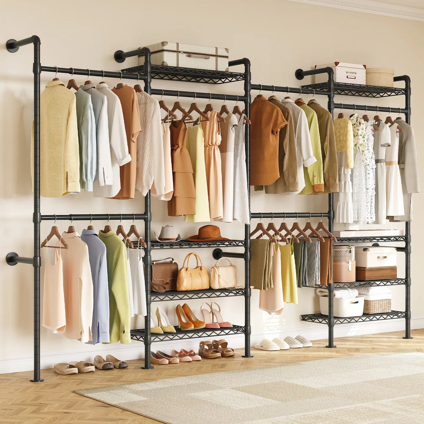L4 Wall Mounted Industrial Pipe Clothes Rack