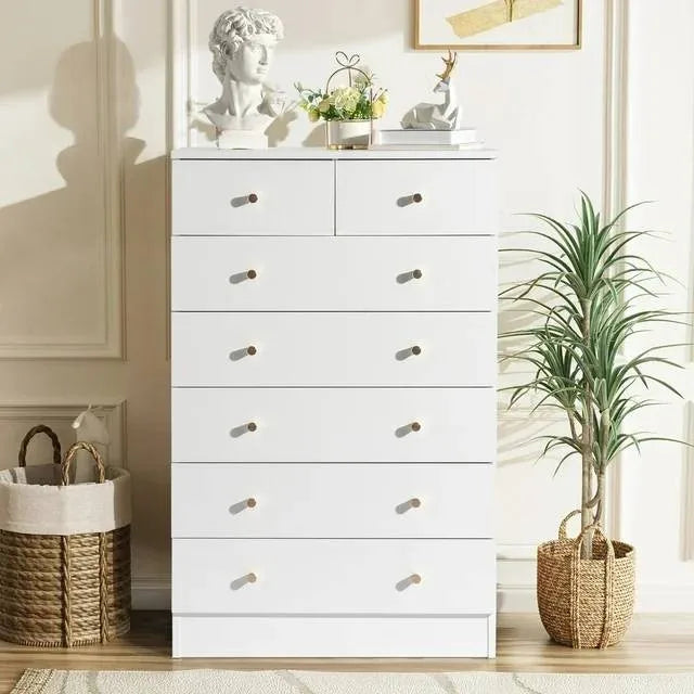 Dresser 7 Drawers Wood Storage Cabinet