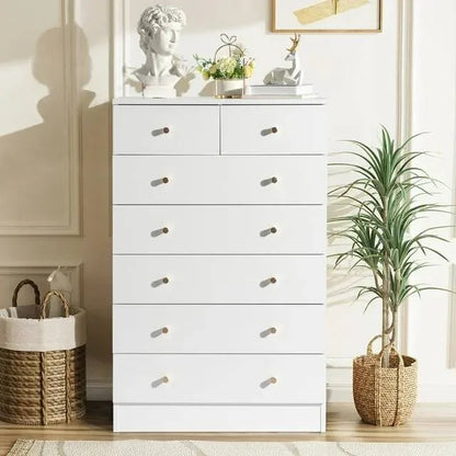 Dresser 7 Drawers Wood Storage Cabinet