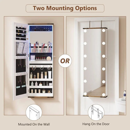 Jewelry Armoire with Full Length Mirror, Lockable