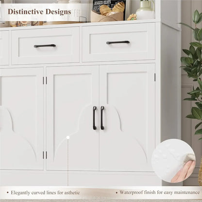 55“ Wide Kitchen Hutch Cabinet with Storage Drawers