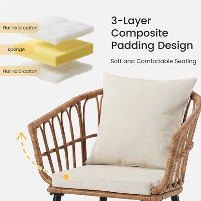JHK 3 Pieces Wicker Patio Outdoor Chairs and Table