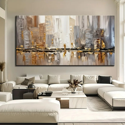 Large modern abstract oil painting, pine frame