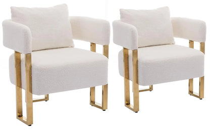 Modern Barrel Accent 2pcs Chairs, Upholstered