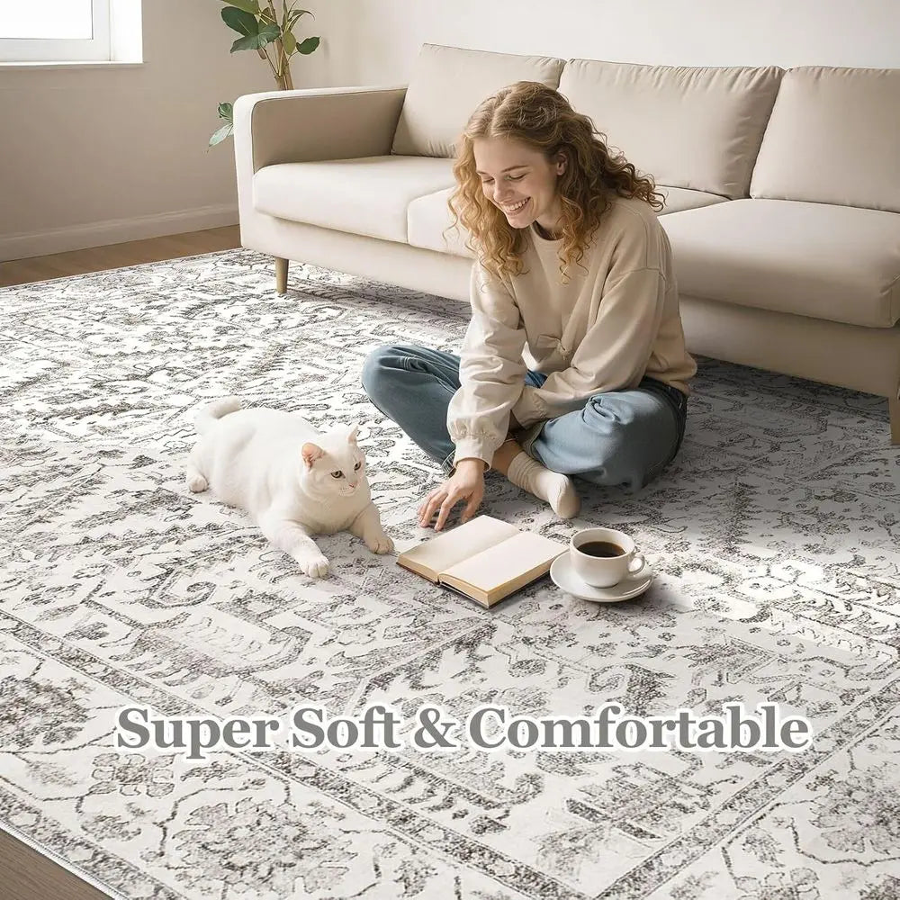 Area Rug 9x12, Washable, Non-Slip Stain Resistant