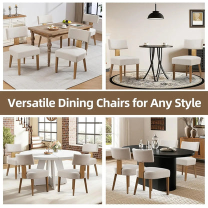 6 Fabric Upholstered Wood Kitchen Chairs Set
