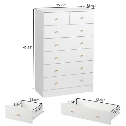 Dresser 7 Drawers Wood Storage Cabinet