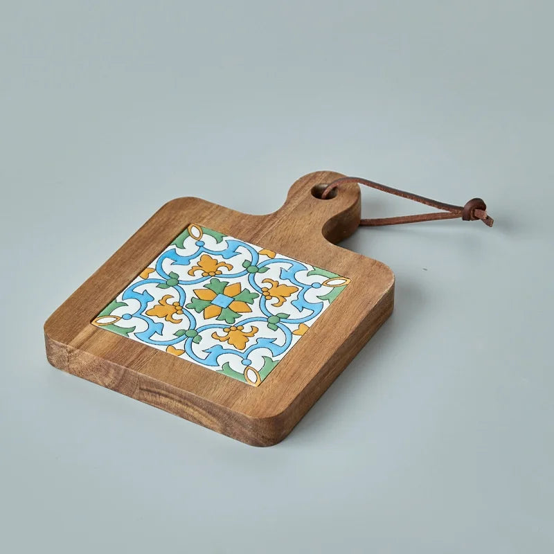 Large round Waterproof  Wood Dining Plate Tray