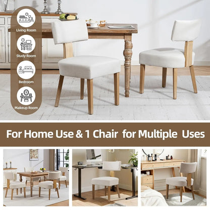 6 Fabric Upholstered Wood Kitchen Chairs Set
