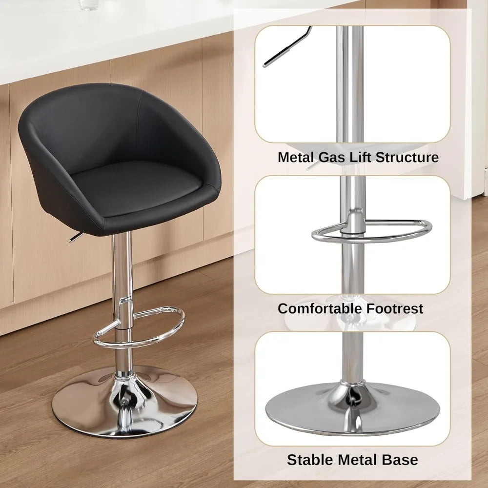 4 Modern PU Leather Swivel Barstools