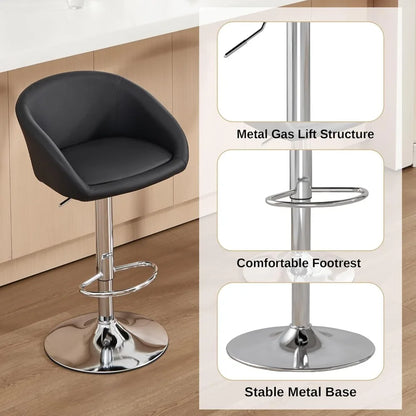 4 Modern PU Leather Swivel Barstools