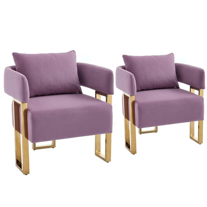 Modern Barrel Accent 2pcs Chairs, Upholstered