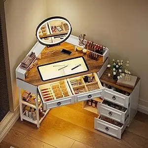 Makeup Vanity Desk with Mirror and Lights