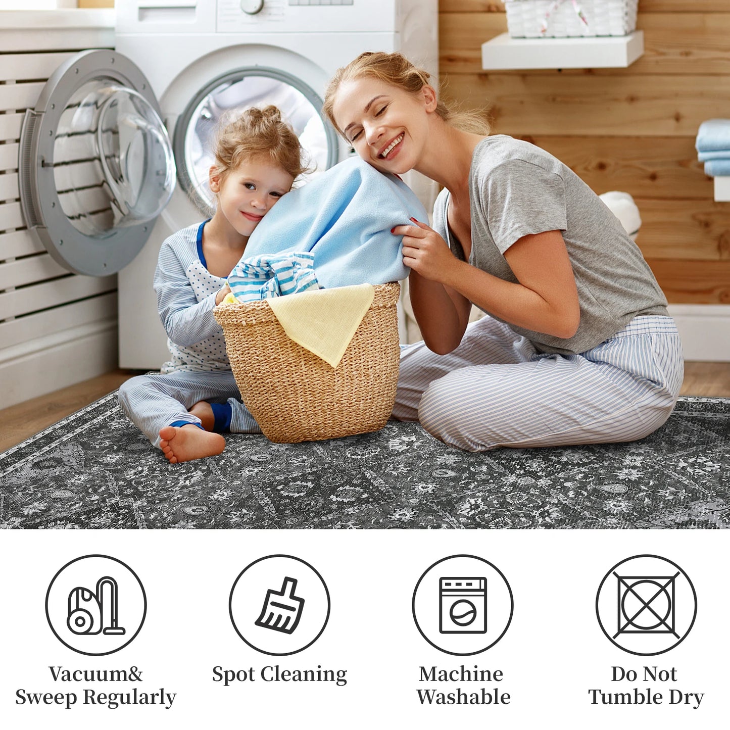 Machine Washable, Non-Slip, Stain & Water-Resistant Rug