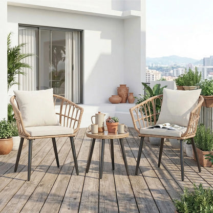 JHK 3 Pieces Wicker Patio Outdoor Chairs and Table