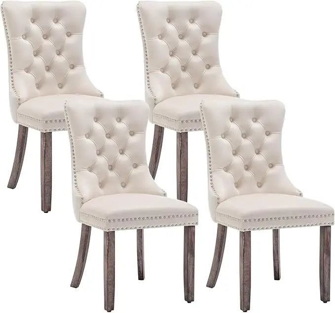 Velvet Button -Tufted Wing Back Chairs