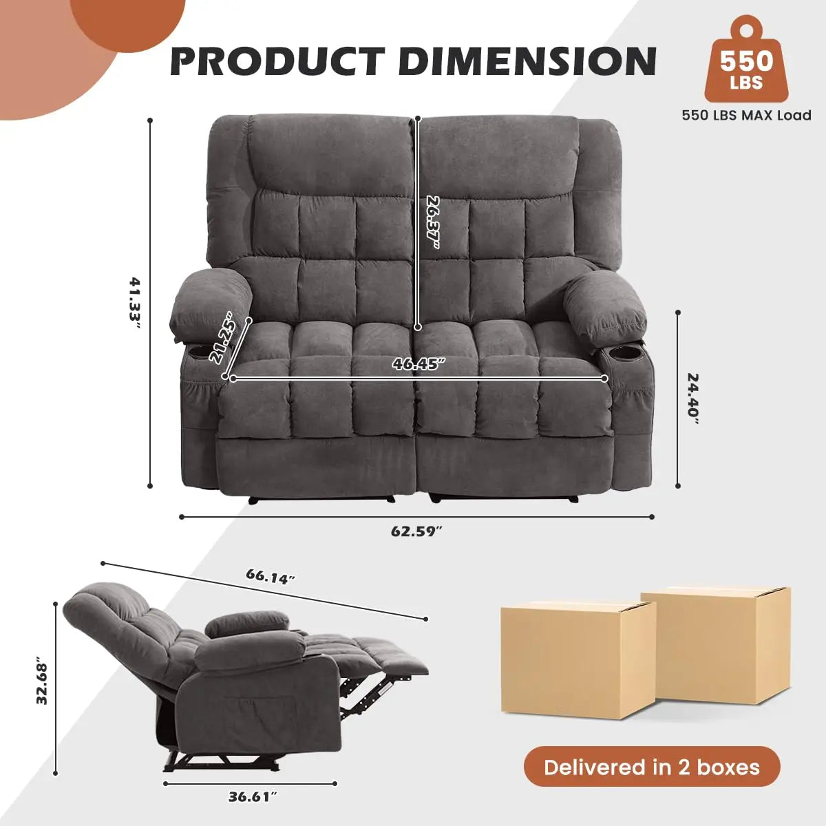 Recliner Loveseat with Cup Holders