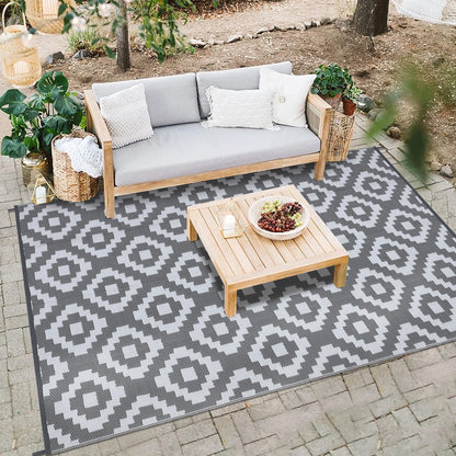 Outdoor Plastic Straw Rug, Waterproof, Reversible