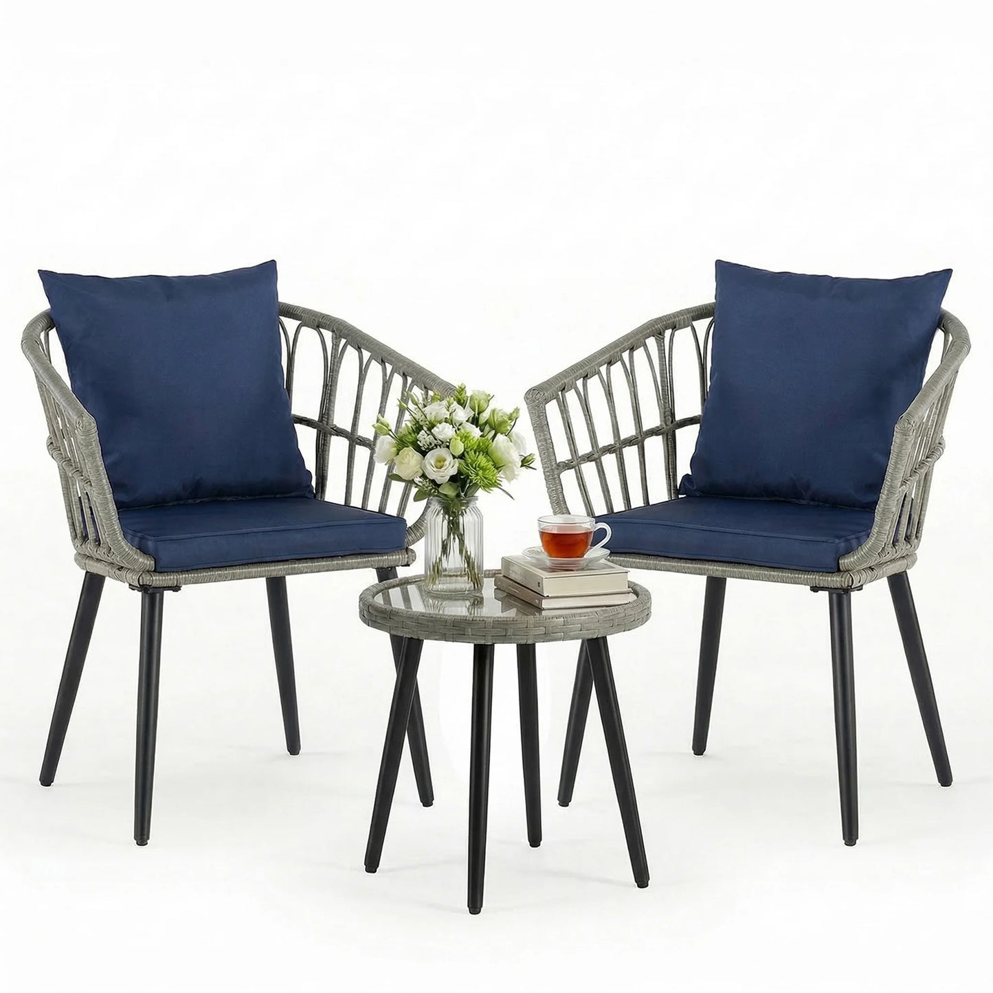 JHK 3 Pieces Wicker Patio Outdoor Chairs and Table