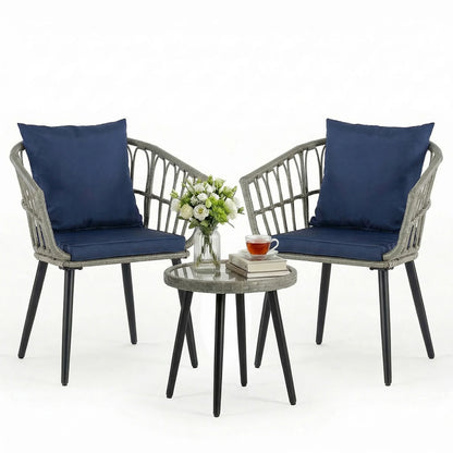 JHK 3 Pieces Wicker Patio Outdoor Chairs and Table
