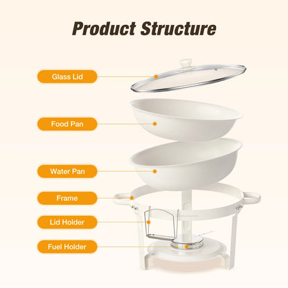 2/4Pack 5QT Fully Coated Round Chafing Dishes