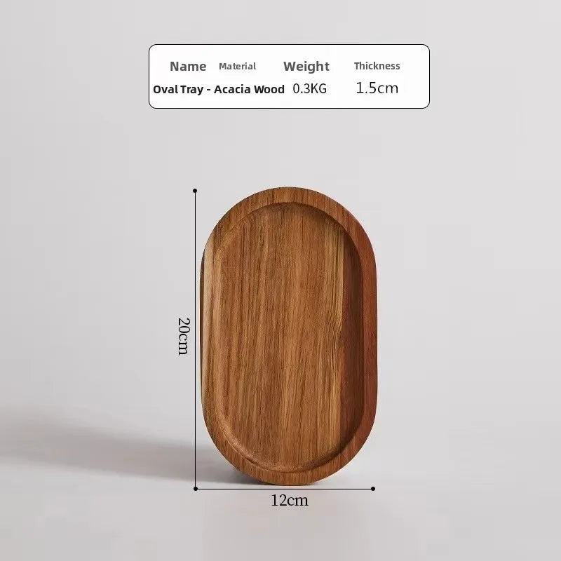 Large round Waterproof  Wood Dining Plate Tray