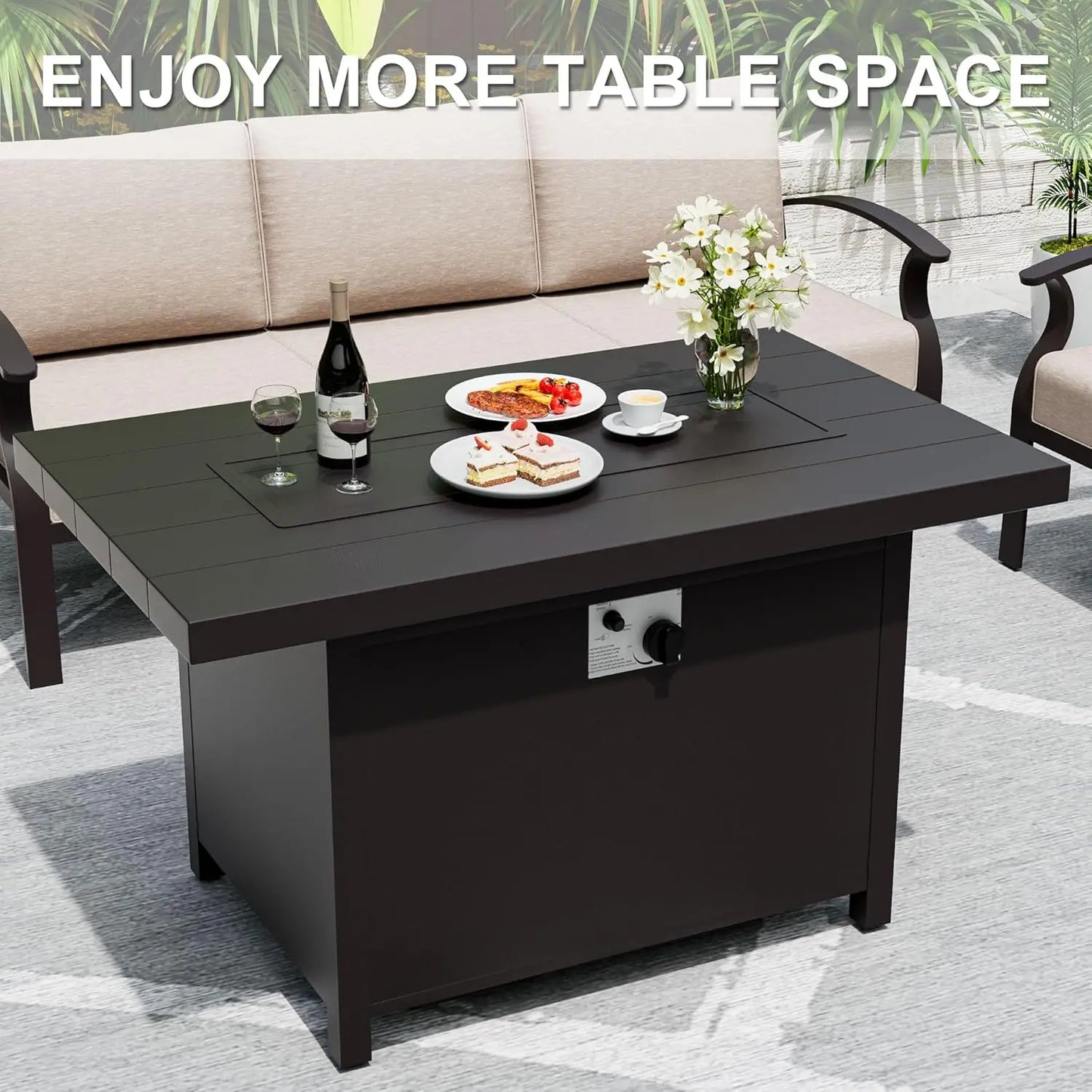 Aluminum Patio Furniture Set with Fire Pit Table