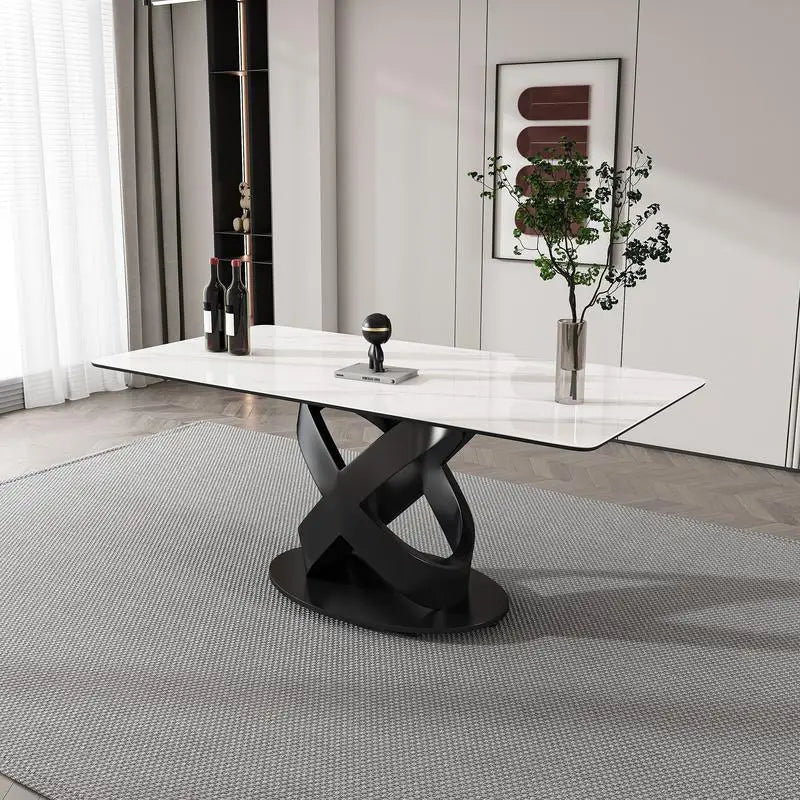 Dining Table with Stone Top and Steel Base