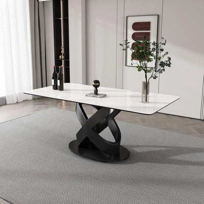 Dining Table with Stone Top and Steel Base